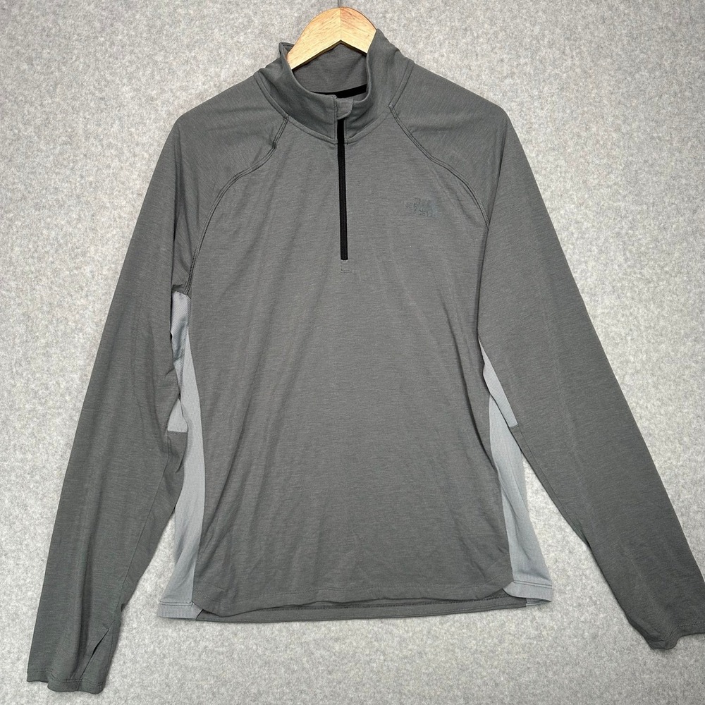 The North Face Mens Gray Quarter Zip Pullover‎ Long Sleeve Active Shirt Size L